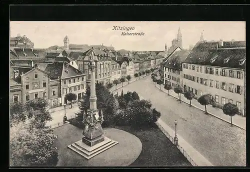 AK Kitzingen, Kaiserstrasse aus der Vogelschau