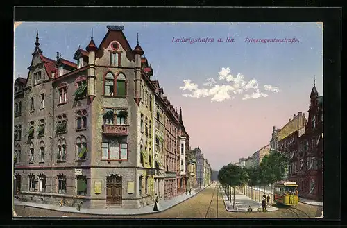 AK Ludwigshafen a. Rh., Strassenbahn in der Prinzregentenstrasse
