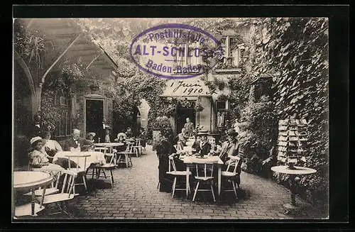 AK Baden-Baden, Restauration auf Schloss Hohenbaden