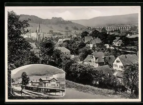 AK Altenbeken, Totalansicht mit Bahnhof