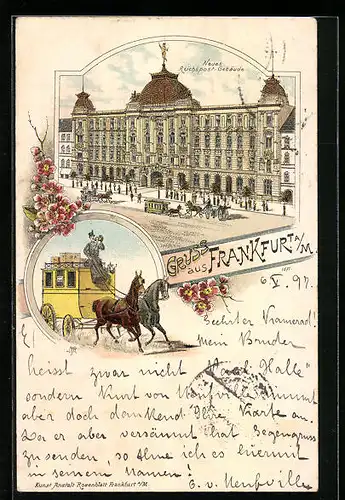Lithographie Frankfurt a. M., Neues Reichspost-Gebäude