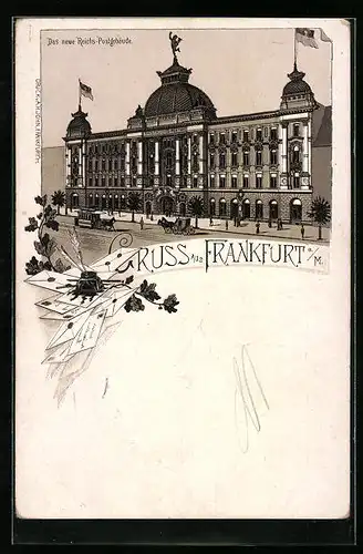 Lithographie Frankfurt a. M., Das neue Reichs-Postgebäude