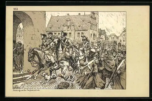 Künstler-AK Richard Knoetel: Flüchtlinge aus der Katzbachschlacht