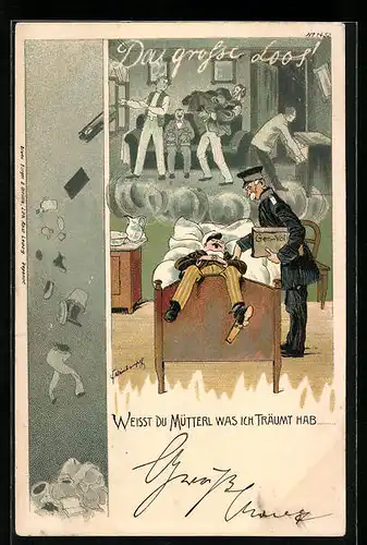 Künstler-AK Erich Kleinhempel: Bruno Bürger & Ottillie Nr. 1452: Das grosse Los!, Weisst du Mütterl was ich träumt hab...