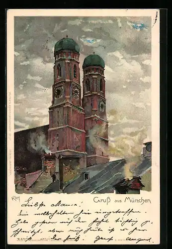 Künstler-AK Heinrich Kley: München, Frauenkirche