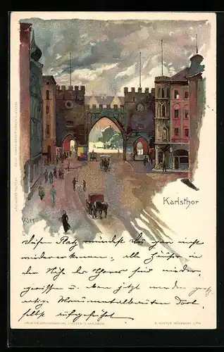 Künstler-AK Heinrich Kley: München, Karlstor