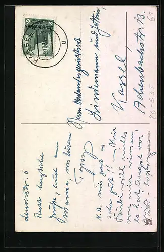 Künstler-AK Max Kuglmayr: Hund neben einer Pfütze