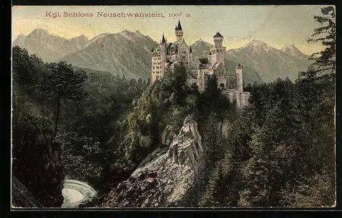 AK Königliches Schloss Neuschwanstein mit Bergen