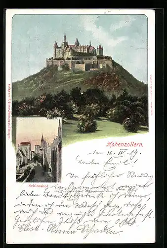 AK Hohenzollern, Blick zum Schloss und Schlosshof