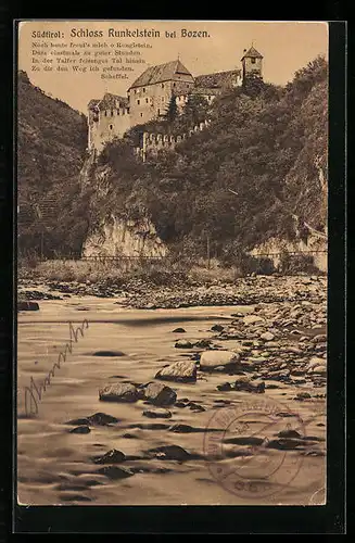 AK Schloss Runkelstein bei Bozen vom Fluss aus