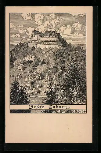 Künstler-AK Coburg, Darstellung der Veste