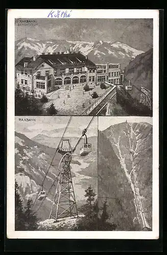 AK Rax, Bergstation, Raxbahn, Strecke