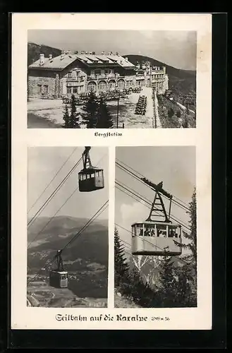 AK Rax, Bergstation mit Gasthaus, Seilbahn