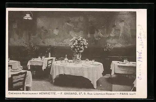 AK Paris, Crémerie-Restaurant Henriette, F. Grisard, 5, Rue Léopold-Robert