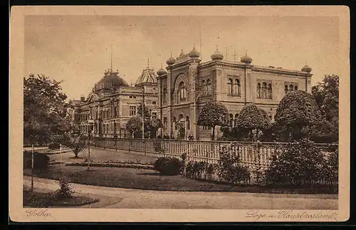 AK Gotha, Freimaurer-Loge und Hauptpostamt