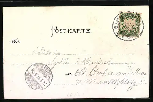 Lithographie Landstuhl, Teilansicht, Marktplatz