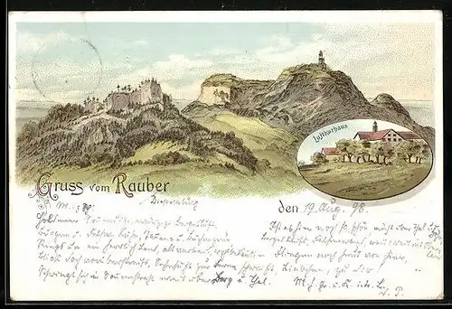 Lithographie Rauber, Blick auf den Gipfel, Luftkurhaus