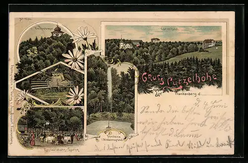 Lithographie Frankenberg, Gasthof Lützelhöhe