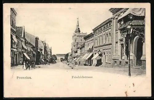 AK Prenzlau, Friedrichstrasse mit Geschäften