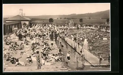 AK Schwenningen a. Neckar, Schwimmbad mit Besuchern