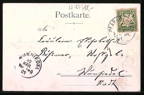 AK Würzburg, Zum 80. Geburtsfeste des Prinzregenten 1901, Königl. Residenz, Geburtszimmer, Festpostkarte