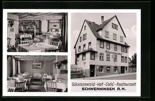 AK Schwenningen a. N., Schwarzwald-Hof-Cafe-Restaurant, Innenansichten