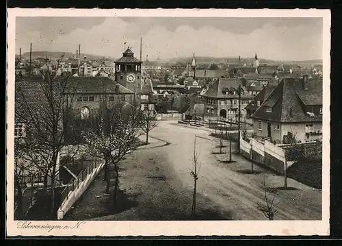 AK Schwenningen a. N., Ortspartie mit Häusern