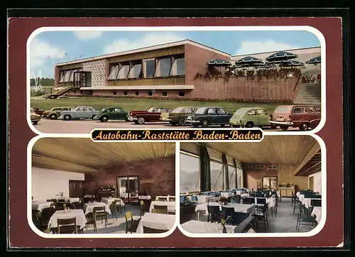 AK Baden-Baden, Autobahn-Raststätte mit VW-Käfer