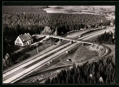 AK Rimberg /Bad Hersfeld, Autobahn- Raststätte Heinrich Stumpf vom Flugzeug aus
