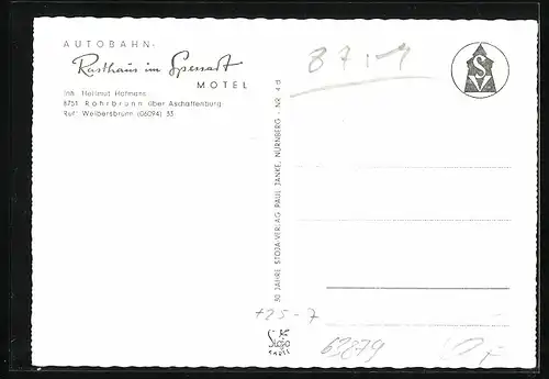 AK Rohrbrunn /Aschaffenburg, Autobahn-Raststätte im Spessart