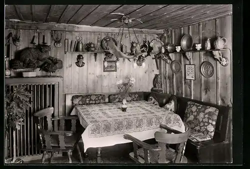AK Kappel bei Villingen, Innenansicht Mühlenklause, Tischecke