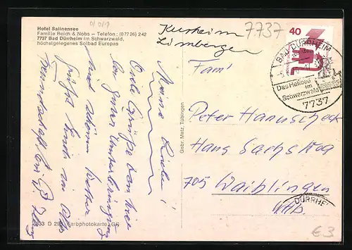 AK Bad Dürrheim /Schwarzwald, Hotel Salinensee