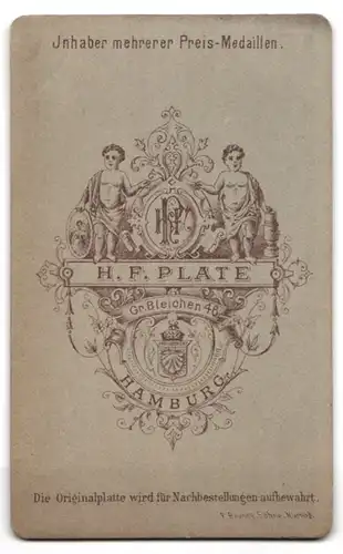 Fotografie H. F. Plate, Hamburg, Gr. Bleichen 46, Junge Dame mit Hochsteckfrisur