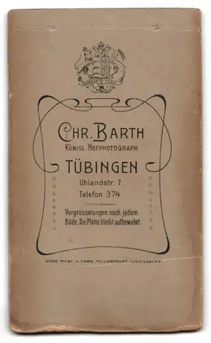 Fotografie Chr. Barth, Tübingen, Uhlandstr. 7, Hübsches kleines Mädchen mit verschmitztem Blick