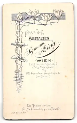 Fotografie Sigmund Bing, Wien, Herr Otto Bürger, im Anzug mit Fliege, 1901