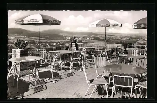 AK Bürg bei Winnenden, Gasthof-Pension zur schönen Aussicht am Turm, Terrasse