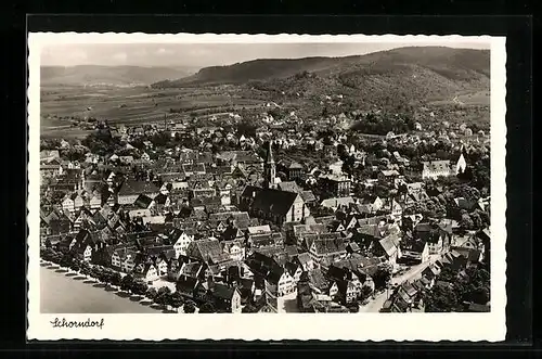 AK Schorndorf, Ortsansicht mit Blick ins Land