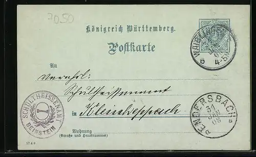 AK Beinstein, Schultheissenamt, Korrespondenzkarte