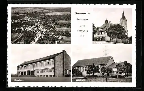 AK Rommelshausen, Schule, Sporthalle, Kirche, Fliegeraufnahme