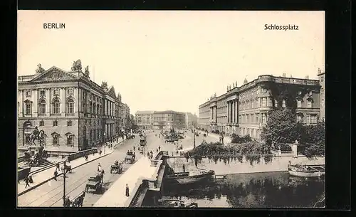 AK Berlin, Panorama des Schlossplatzes mit Schloss