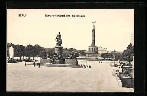 AK Berlin, Bismarckdenkmal und Siegessäule