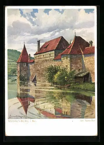 Künstler-AK Weissenburg i. Bay., Am Seeweiher