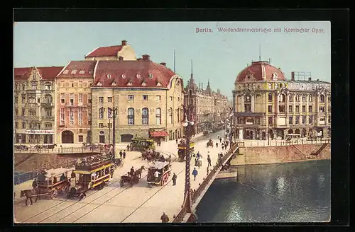 AK Berlin, Weidendammbrücke mit Komischer Oper