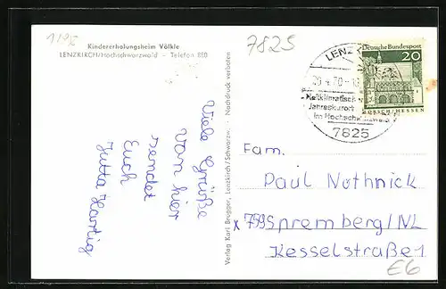 AK Lenzkirch /Hochschwarwald, Kindererholungsheim Völkle