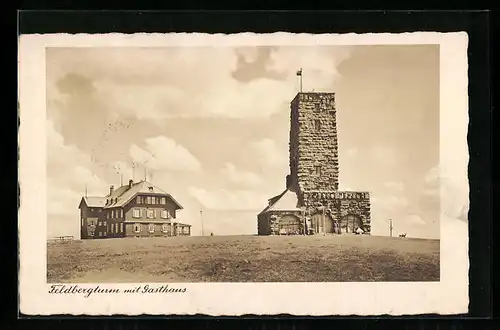 AK Feldberg i. Schwarzwald, Feldbergturm mit Gasthaus