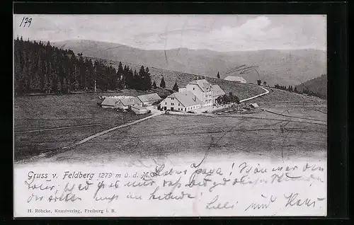 AK Feldberg, Ortspartie mit Häusern