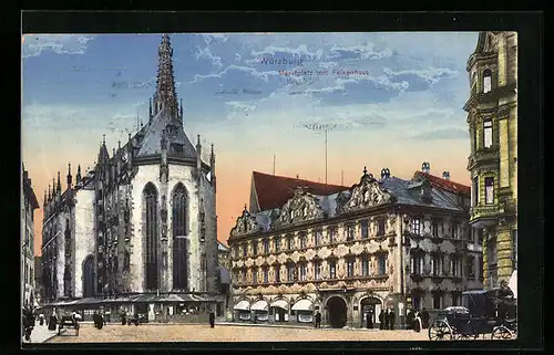 AK Würzburg, Marktplatz mit Falkenhaus