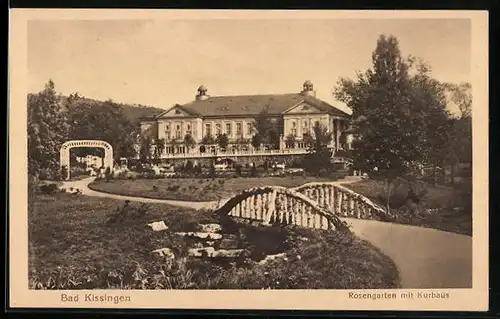 AK Bad Kissingen, Rosengarten mit Kurhaus