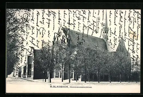 AK M. Gladbach, Blick auf die Franziskanerkirche