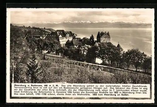 AK Meersburg a. B., Teilansicht mit Bodenseeblick
